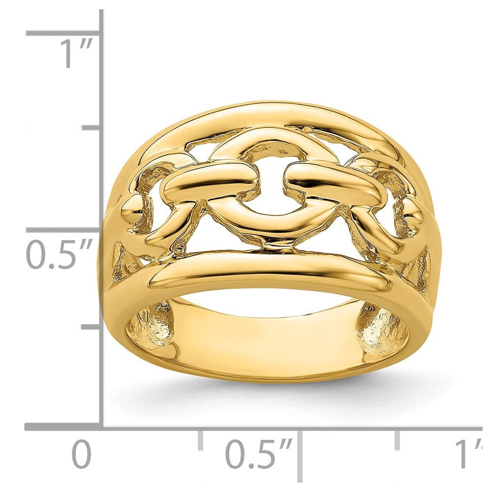 14K Gelbgold Ring mit poliertem Ketten-Design innen