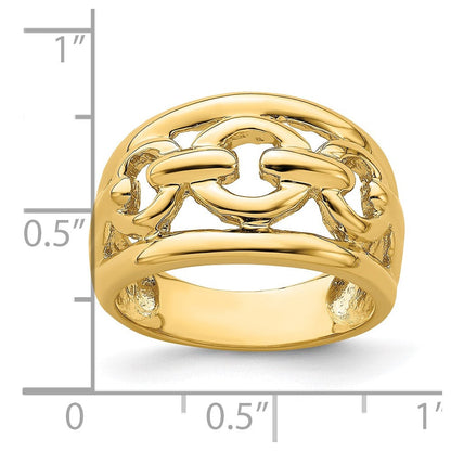 14K Gelbgold Ring mit poliertem Ketten-Design innen