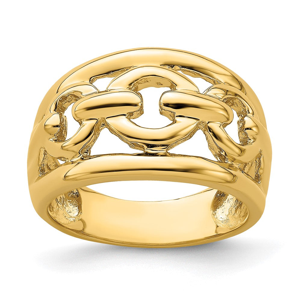 14K Gelbgold Ring mit poliertem Ketten-Design innen