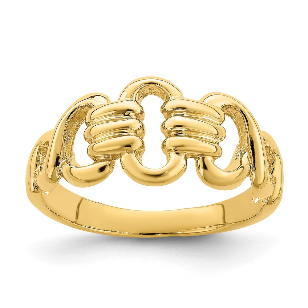 14K Gelbgold Ring mit polierten Freeform-Gliedern