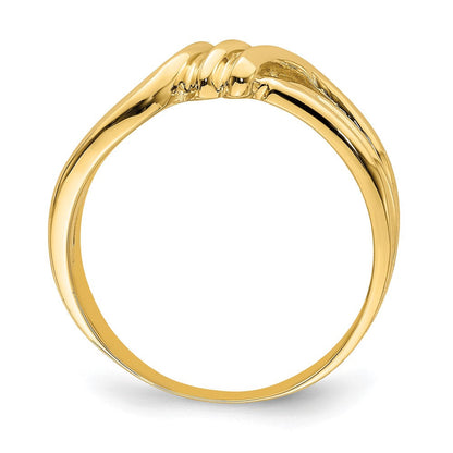 14K Gelbgold Ring mit polierter geriffelter Oberfläche