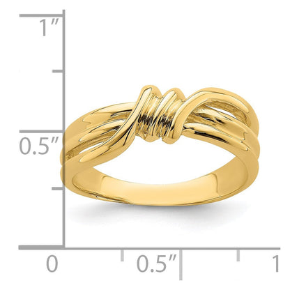 14K Gelbgold Ring mit polierter geriffelter Oberfläche