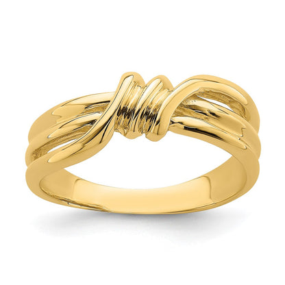 14K Gelbgold Ring mit polierter geriffelter Oberfläche