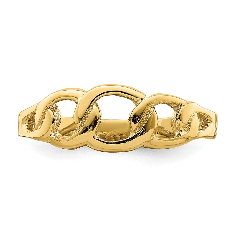 14K Gelbgold Ring mit poliertem Kettengliedmuster