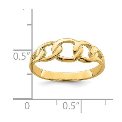 14K Gelbgold Ring mit poliertem Kettengliedmuster