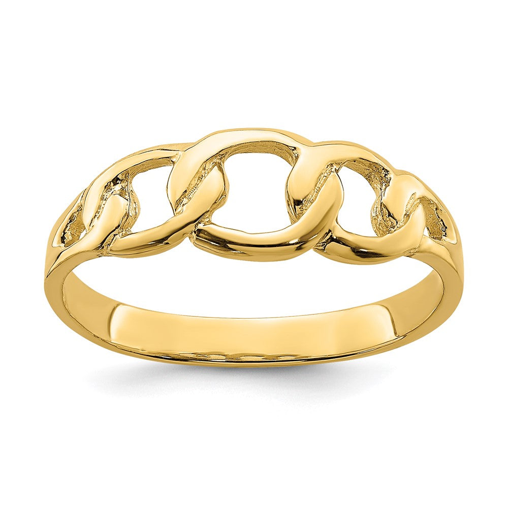 14K Gelbgold Ring mit poliertem Kettengliedmuster
