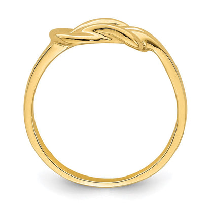 14K Gelbgold Ring mit poliertem Liebesknoten in Freiform