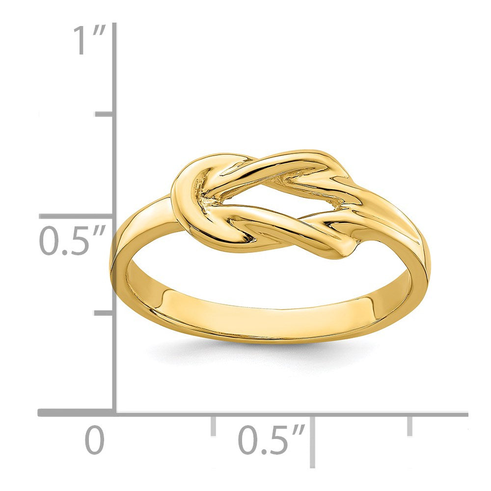 14K Gelbgold Ring mit poliertem Liebesknoten in Freiform