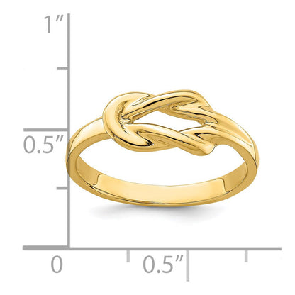 14K Gelbgold Ring mit poliertem Liebesknoten in Freiform