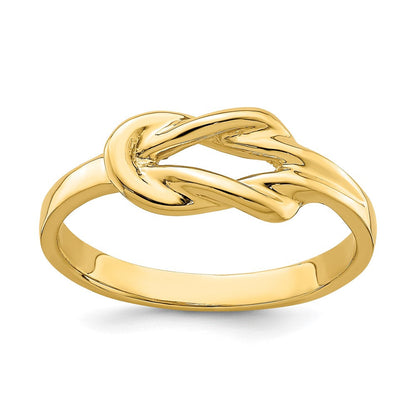 14K Gelbgold Ring mit poliertem Liebesknoten in Freiform