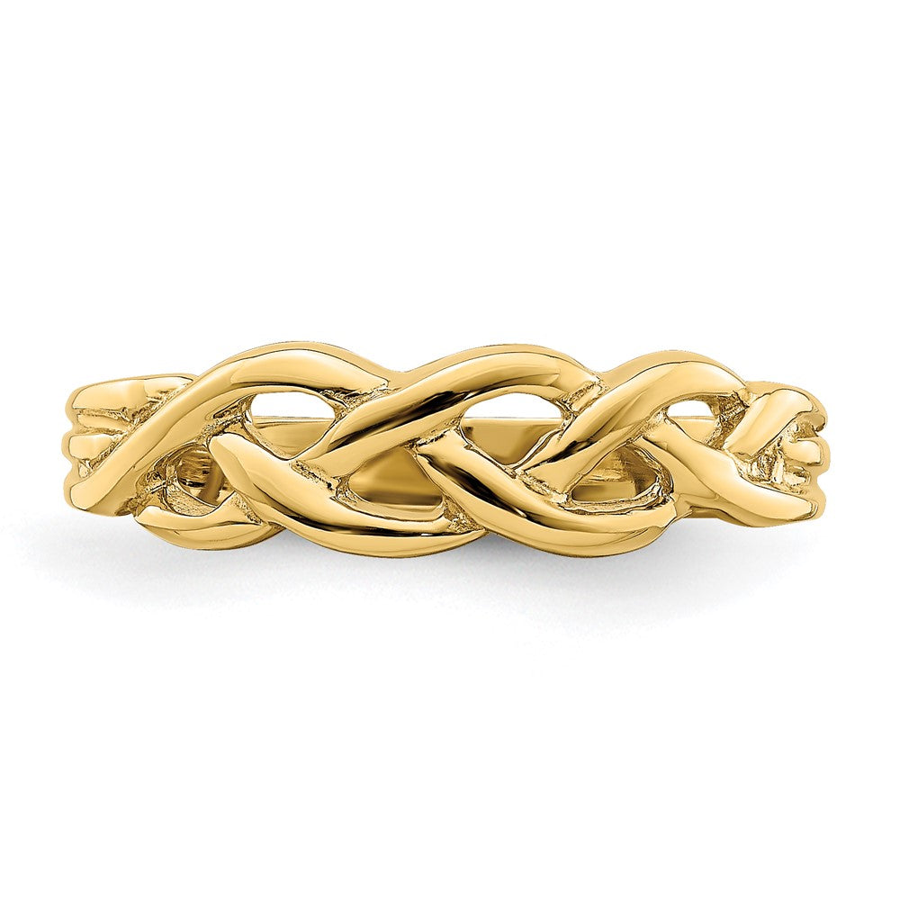 14K Gelbgold Ring, poliert, geflochtener Knoten