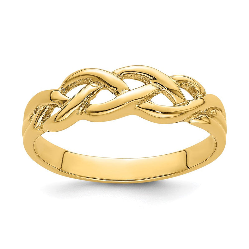 14K Gelbgold Ring, poliert, geflochtener Knoten