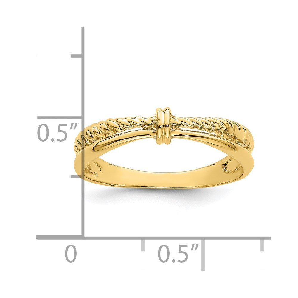 14K Gelbgold Ring mit Seildesign und poliertem Design