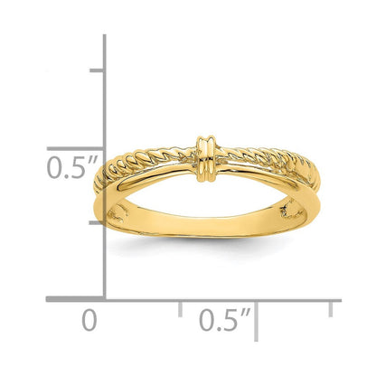 14K Gelbgold Ring mit Seildesign und poliertem Design