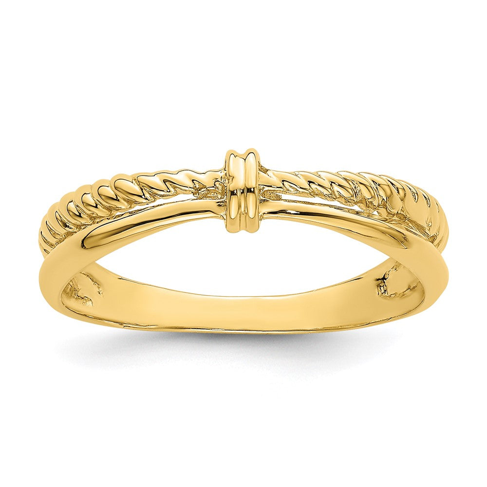 14K Gelbgold Ring mit Seildesign und poliertem Design