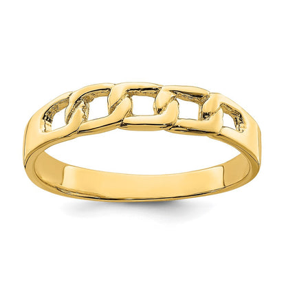 14K Gelbgold Ring mit poliertem Gliederdesign