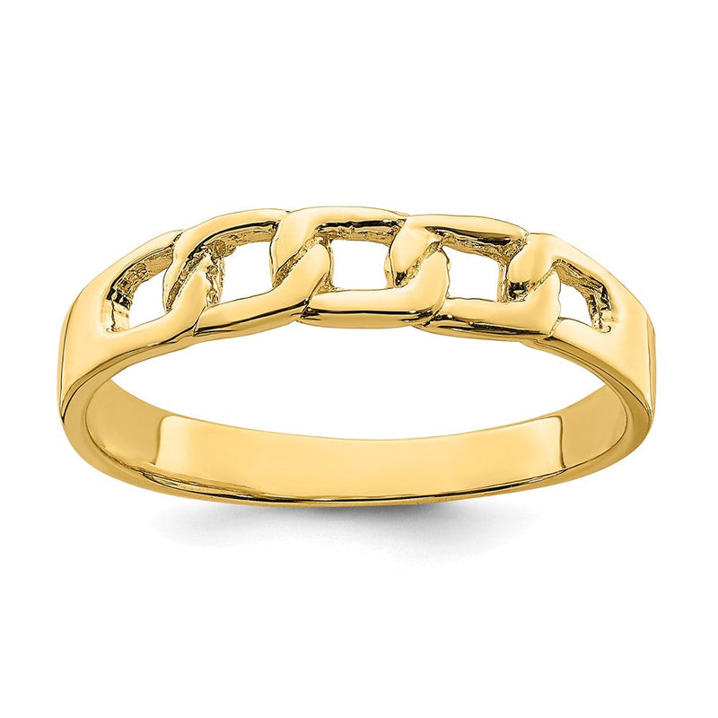 14K Gelbgold Ring mit poliertem Gliederdesign