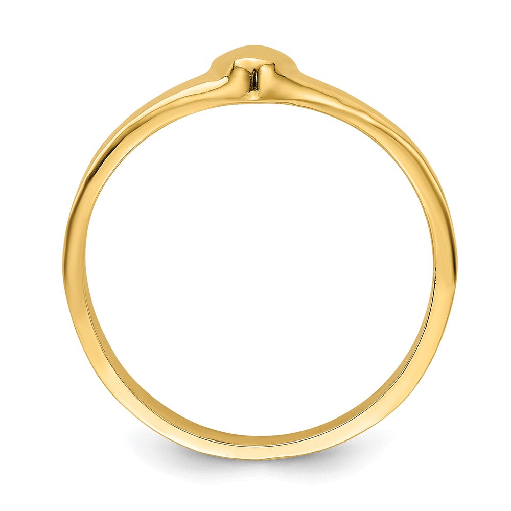 14K Gelbgold V-förmiger polierter Herz-Ring
