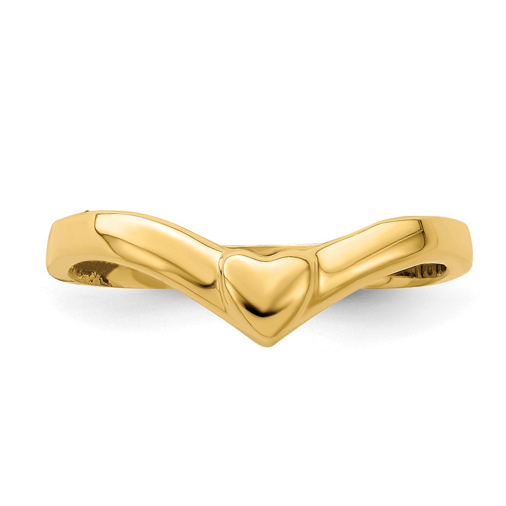 14K Gelbgold V-förmiger polierter Herz-Ring