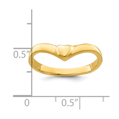 14K Gelbgold V-förmiger polierter Herz-Ring