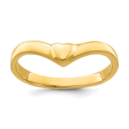 14K Gelbgold V-förmiger polierter Herz-Ring