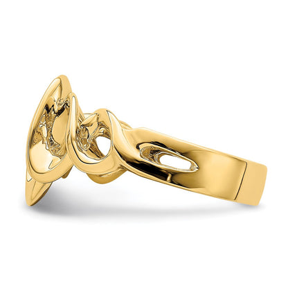 14K Gelbgold Ausgeschnittener Freeform-Ring
