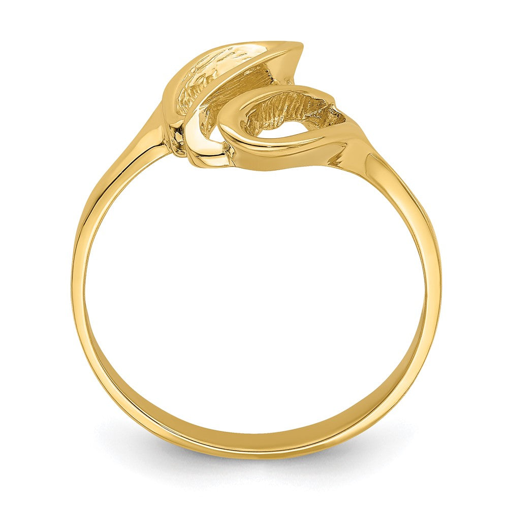 14K Gelbgold Ring mit poliertem, freiformigem Bienenkorb-Design