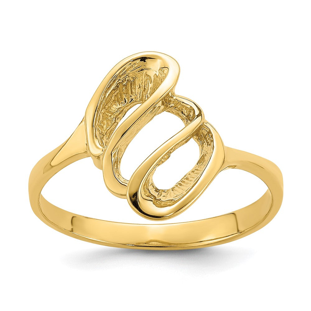14K Gelbgold Ring mit poliertem, freiformigem Bienenkorb-Design