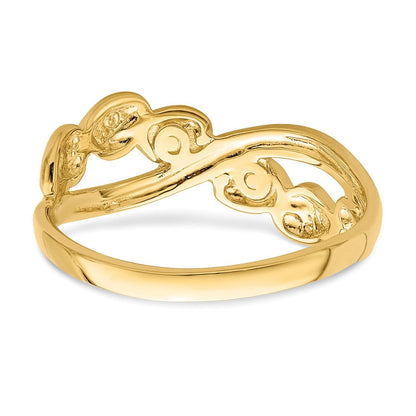 14K Gelbgold Ring, poliert, mit X-Design-Herz