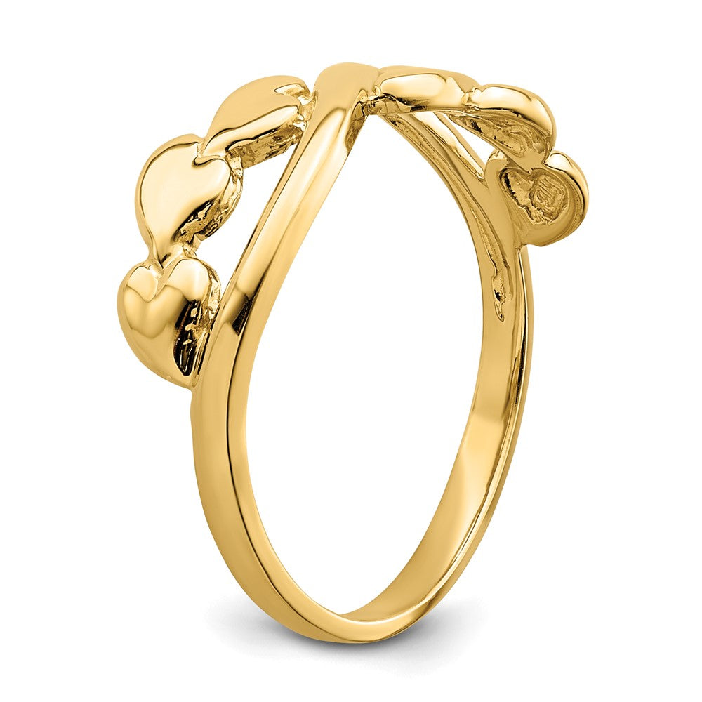 14K Gelbgold Ring, poliert, mit X-Design-Herz