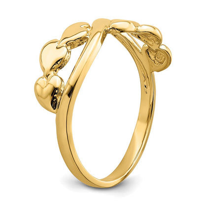 14K Gelbgold Ring, poliert, mit X-Design-Herz