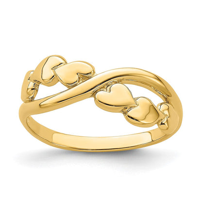 14K Gelbgold Ring, poliert, mit X-Design-Herz
