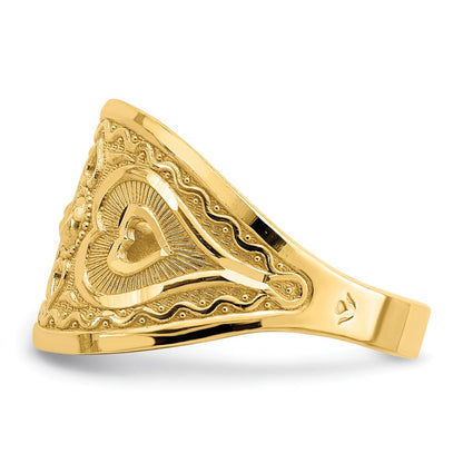 14K Gelbgold Ring mit Herz-Sternmotiv