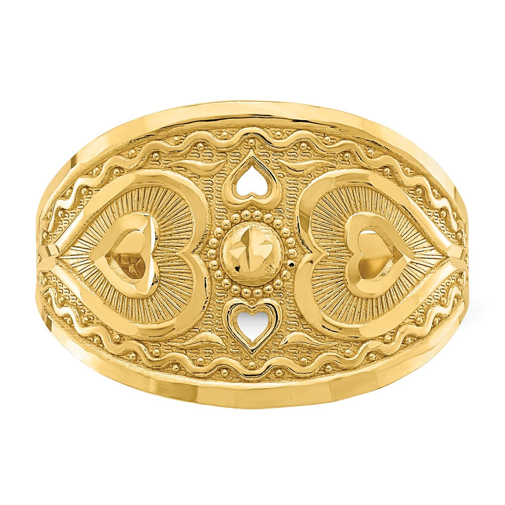 14K Gelbgold Ring mit Herz-Sternmotiv