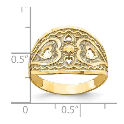 14K Gelbgold Ring mit Herz-Sternmotiv
