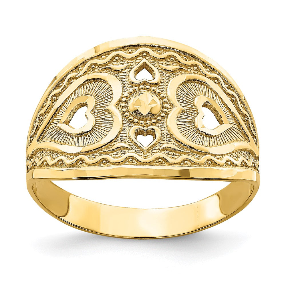 14K Gelbgold Ring mit Herz-Sternmotiv