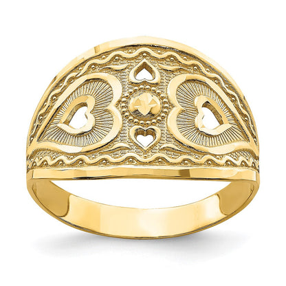 14K Gelbgold Ring mit Herz-Sternmotiv