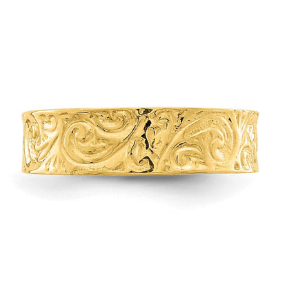 14K Gelbgold Zehenring mit verstellbarem Rankenmuster