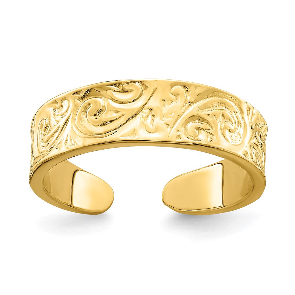 14K Gelbgold Zehenring mit verstellbarem Rankenmuster