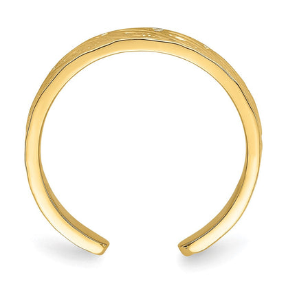 14K Gelbgold Zehenring mit verstellbarem Blattdesign