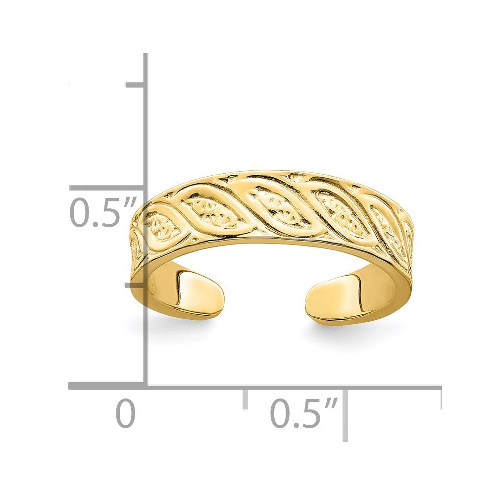 14K Gelbgold Zehenring mit verstellbarem Blattdesign