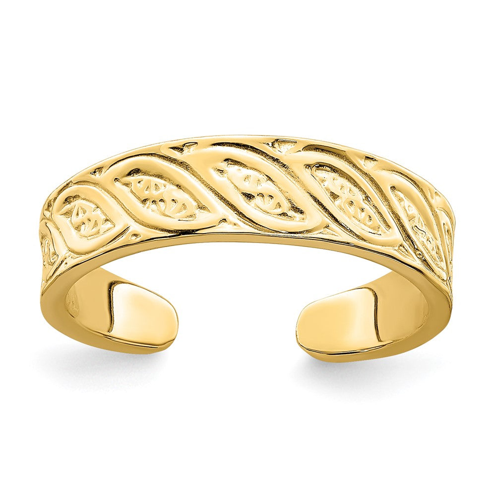 14K Gelbgold Zehenring mit verstellbarem Blattdesign