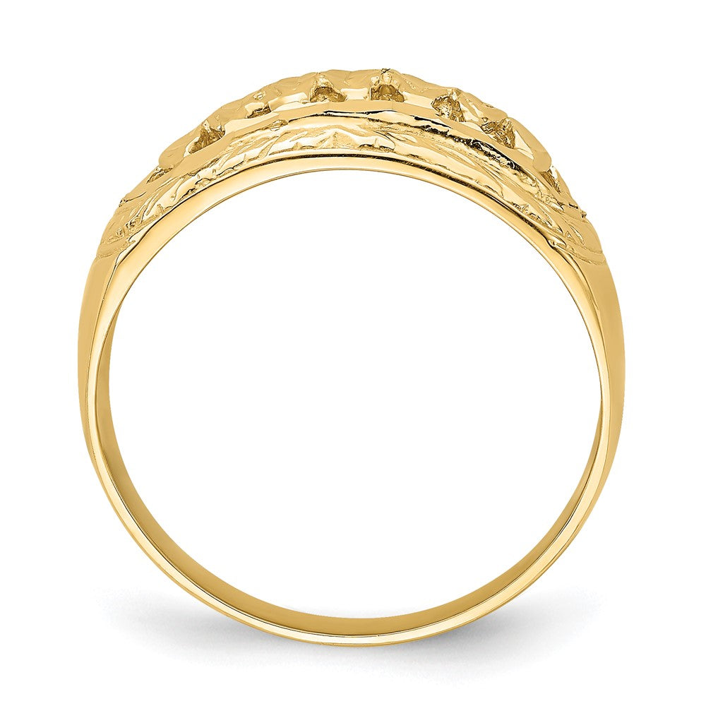 14K Gelbgold Ring mit Ausschnitt, Dome-Form, diamantiert