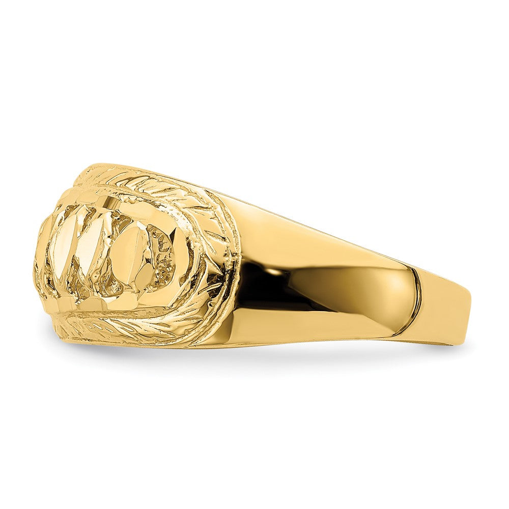 14K Gelbgold Ring mit Ausschnitt, Dome-Form, diamantiert