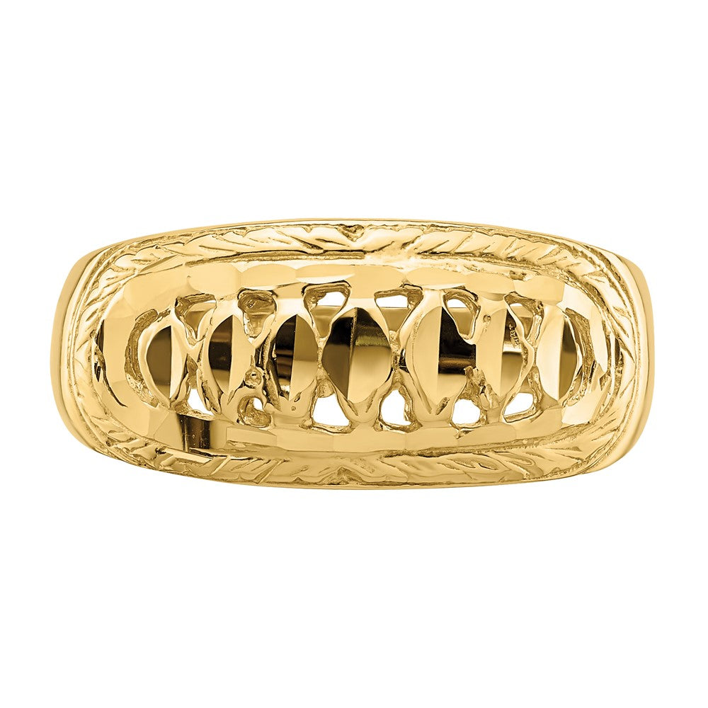 14K Gelbgold Ring mit Ausschnitt, Dome-Form, diamantiert
