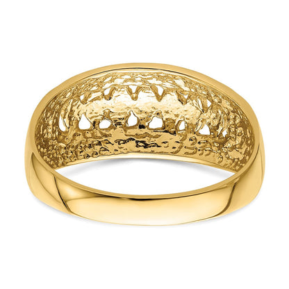 14K Gelbgold Ring mit Ausschnitt, Dome-Form, diamantiert