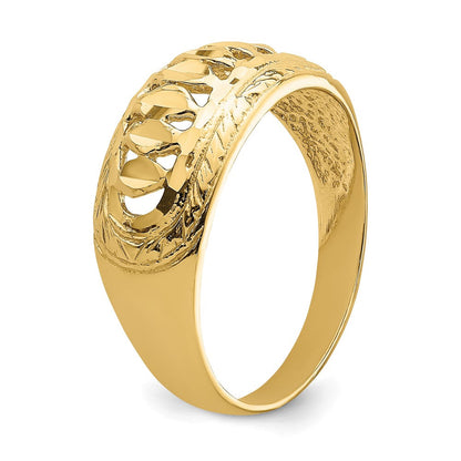 14K Gelbgold Ring mit Ausschnitt, Dome-Form, diamantiert