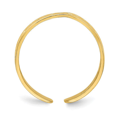 14K Gelbgold Klein X und Herzen Verstellbar Zehenring