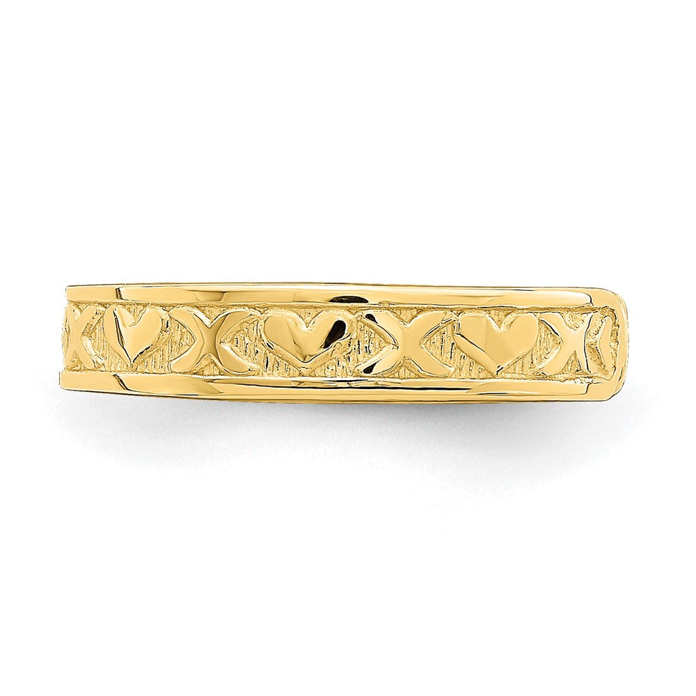 14K Gelbgold Klein X und Herzen Verstellbar Zehenring
