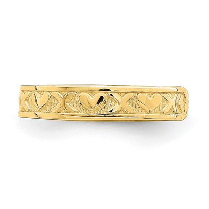 14K Gelbgold Klein X und Herzen Verstellbar Zehenring